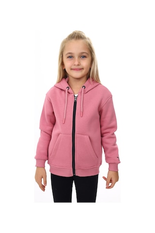 Toontoy Kız Çocuk Nakışlı Hırka Gül Kurusu