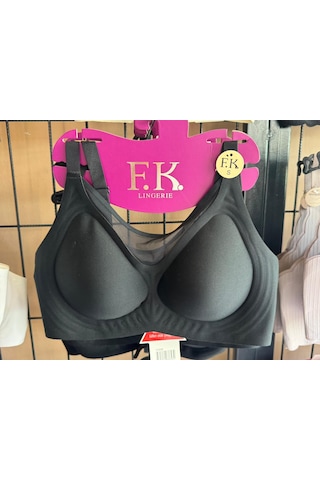 Fk Lingerie Art: 1250 Dikişsiz Lazer Kesim Tül Detaylı Pedli Ve Balensiz Konfor Sütyen Siyah