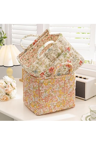 Boho Kumaş Depolama Sepeti, Oturma Odası İçin Kolay Taşıma Kulpları İle Katlanabilir Çamaşır Sepeti, Giysi Oyuncakları D 1