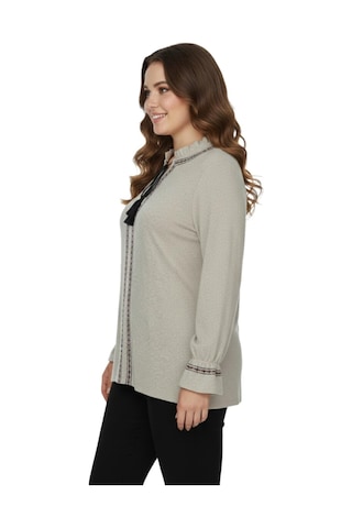 Wearon Kadın Yumoş Yaka Bağcıklı Kol Valonlu Modelli Bluz Bgl-st05141 Bej