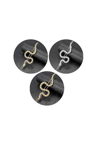 Kadınlar İçin Parıltılı Yapay Elmaslarla Şık Altın Yılan Saç Tokası Saç Dekorasyonu Partiler Ve Düğünler İçin Saç Tokası Antika Altın Siyah D Çok Renkli