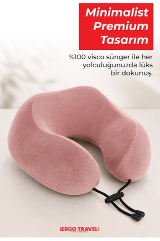 Viscofoam Comfy Ortopedik Seyahat Yastığı Visco Boyun Destekli Seyahat Yastığı - Somon | Ergo Travel
