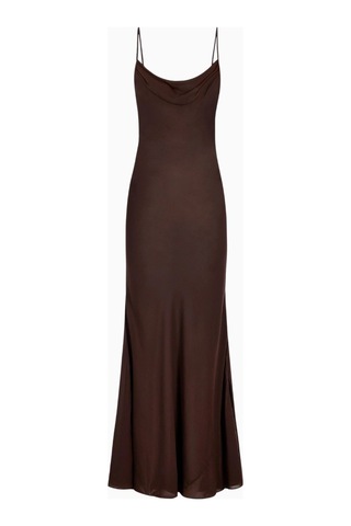 United Colors Of Benetton Because Of Alice Ruched Chiffon Maxi Dress Kadın Elbise Kahverengi