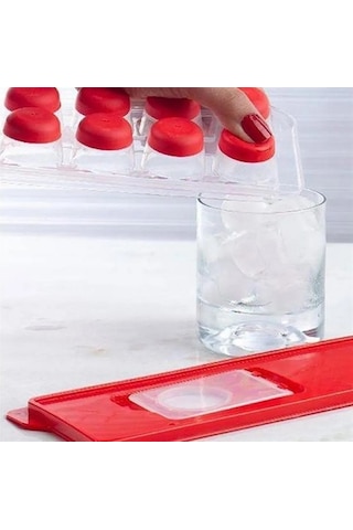 12li Kapaklı Yapışmaz Silikon Tabanlı Plastik Küp Buz Kalıbı Yeşil