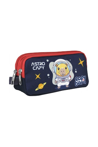 Capybara Erkek Çocuk İki Bölmeli Astronot Kalem Çantası - Lacivert - Kırmızı - 5229 Çok Renkli