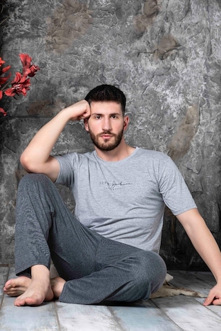 Sude Erkek Süprem Bisiklet Yaka İnce Kısa Kol Pijama Takımı K300/194 - 1 Adet 001