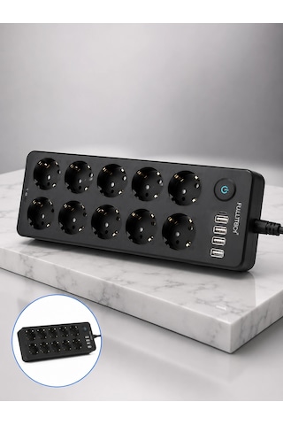 Usb Ve Type-c Çıkışlı 10'lu Akım Korumalı Çoklu Priz Güç Dağıtıcı 1