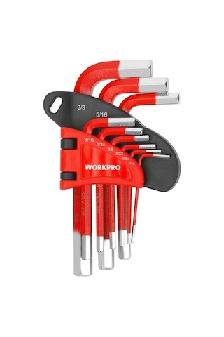 Workpro Wp222016 9 Parça Kısa Boy Cr-v İnç Profesyonel Allen Anahtar Takımı Fr Wp222016