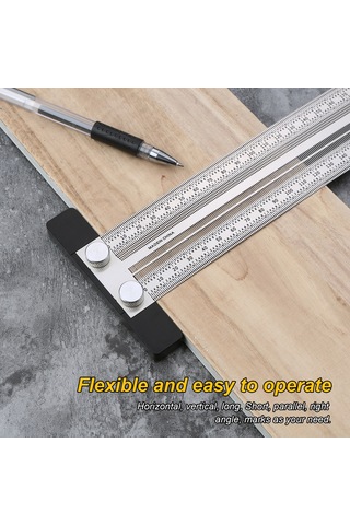 Honmex Stahl Çizim Cetveli, T-tipi Ahşapçı Aleti, 300mm Ölçü Ve Çizim Fonksiyonu