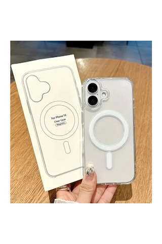 Apple Iphone 16kılıf Magsafe Şarj Özellikli Şeffaf Sert Pc Kapak Şeffaf