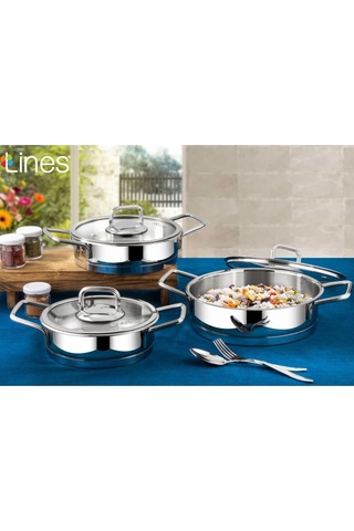 Lınes Sılver 28 Cm Basık Celık Tencere Metal Kulp Metalik Gri