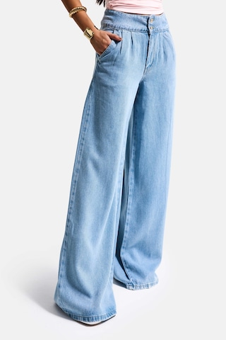 it's basic Kadın Mavi 1s6-3 Süper Palazzo Fit Viskon Özel Kumaş Dökümlü Denim Jean