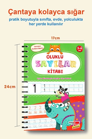 Sayıları Yazmayı Kolayca Öğreten Kitap Sihirli Uçan Kalemli Oluklu (Kabartmalı) Sayılar Kitabı Dikkat Atölyesi Yayınları