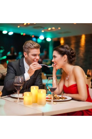 Vıp Deluxe 3lü Set Işıklı Mum Titrek Yanan Led Mum Büyük Orta Küçük Mum Gün Işığı Led Alev Efektli Renkli