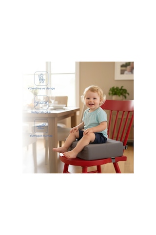Babyjem QuickBoost Taşınabilir Mama Sandalye Yükseltici Minder Antrasit
