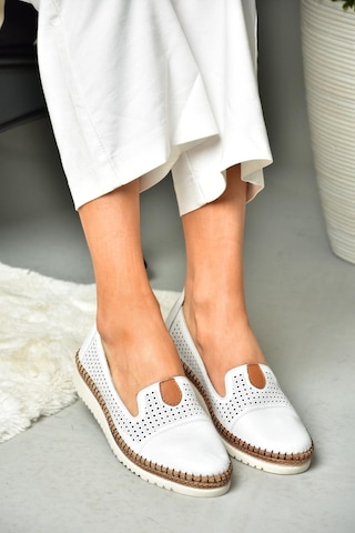 Fox Shoes P555500103 Beyaz Hakiki Deri Kadın Ayakkabı 001