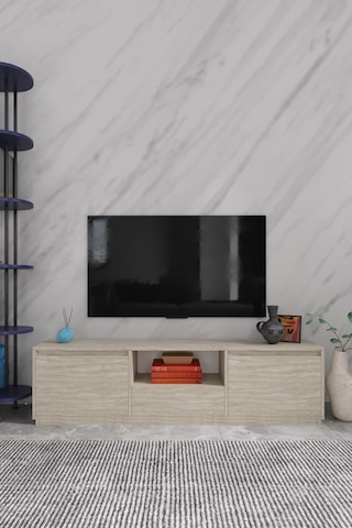 Vanguard 3 Kapaklı Tv Ünitesi 160 Cm - Traverten Desen Traverten