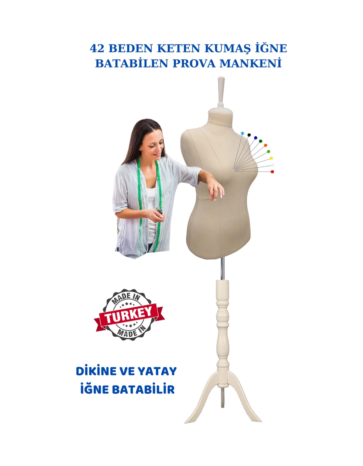 42 Beden Yüksek Kalite Keten Kumaşlı Prova Mankeni Terzi Mankeni Ket-01