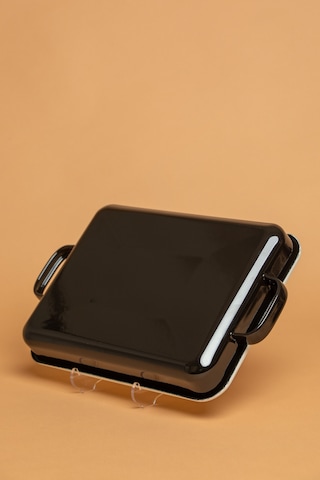 Velluto Nero Emaye Kulplu Siyah Fırın Tepsisi Ebutay Siyah