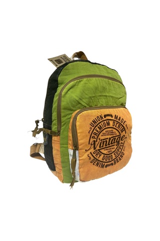 Kaliteli Vintage Salaş Yıkama Kumaş Disayn Günlük Gezi Okul Sırt Çantası 30cmx40cm Turuncu - Haki