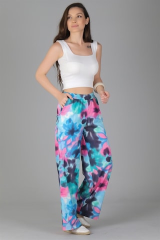 Sweetness Kadın Batik Desenli Bol Paça Beli Lastikli Pantolon Mavi