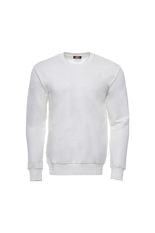 Krem Erkek Bisiklet Yaka Desensiz Sweatshirt - Wessi Siyah