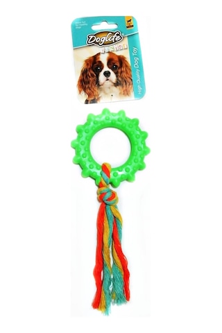 Doglife İpli Tırtıklı Halka 20 CM Küçük Irk ve Yavru Köpek Oyuncağı Çok Renkli