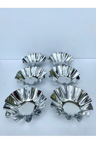 Paslanmaz Mini Kek Kalıbı, Tart, Tartolet, Brownie Muffin Kalıbı 6 Adet Metal Metalik Diğer