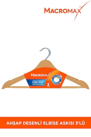 Ahşap Desenli Elbise Askısı - 3 Lü Paket
