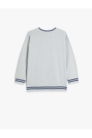 Koton Sweatshirt Uzun Kollu Bisiklet Yaka Baskı Detaylı Gri 5wkb10206tk Gri