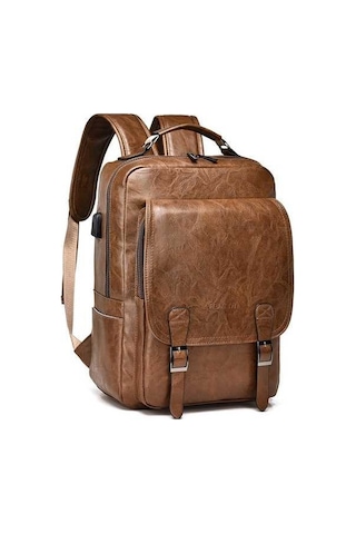 Novahub B677 Usb Şarj Delikli Su Geçirmez Kapasiteli İş Sırt Çantası Kahverengi Kahverengi