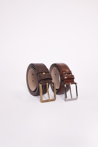 Tudors Erkek 2'li Set 3,5 Cm Klasik 4 Cm Spor Kahverengi Kemer-34502 Kahverengi