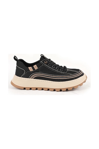 Guja Kadın Sneaker Kalın Taban Tırtıklı Tabanlı Fileli Rahat Yürüyüş Günlük Spor Ayakkabı L011.342 Siyah