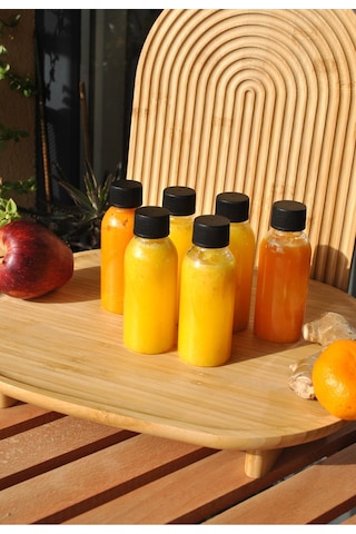 Qualitev 6 Adet Siyah Sızdırmaz Kapaklı 100 Ml Plastik Ginger Shot Şişe Detoks Meyve Detox Şat Şişesi Siyah