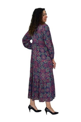 Kadın Empirme Uzun Kol Elbise Bgl-st04670 Mürdüm