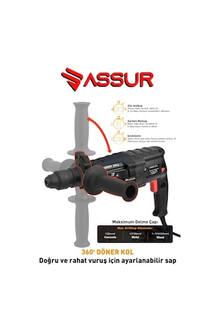 Assur Profesyonel Metal Şanzıman Kırıcı Delici Hilti Darbeli Matkap 2 - 28MM - 1806