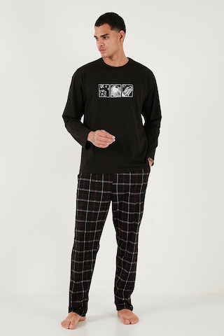 Buratti Ekoseli Pamuklu Regular Fit Yüksek Bel Bisiklet Yaka Erkek Pijama Takımı 6574000 Siyah