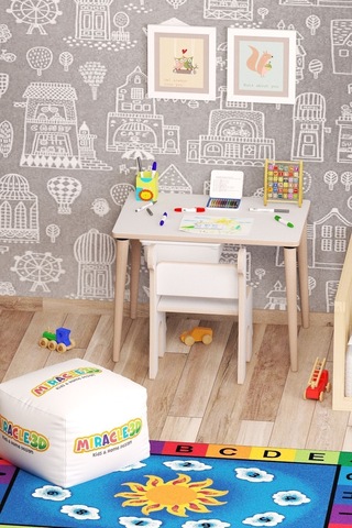 Miracle 3d Çocuk Oyun Etkinlik Çalışma Masası Ve Sandalye, Aktivite Masası,yaz-sil Masa Beyaz