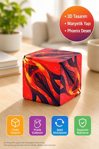 Manyetik Şekil Değiştiren Katlanır Küp, Qiyi Infinity Fidget Stres Oyuncağı Red Phoenix 6 X 6 X 6 Cm