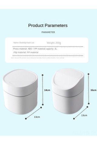 Yunboo 2 Litrelik Basılabilir Masaüstü Çöp Kutusu - Dürtü Kapaklı, Dayanıklı Plastik, Ev/ofis Temizliği