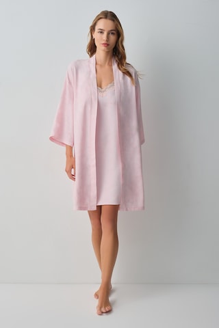 Suwen Floral Dantelli Kısa Sabahlık Wsh10610067077 Pembe