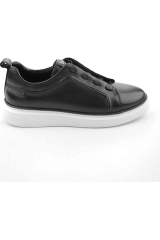 Siyah Hakiki Deri Erkek Sneaker E01398028043 Siyah