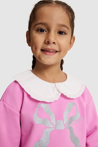 U.S. Polo Assn. Kız Çocuk Pembe Bebek Yaka Comfort Fit Gümüş Parıltılı Kurdele Desenli Sweatshirt 50329989-vr167 Koyu Pembe