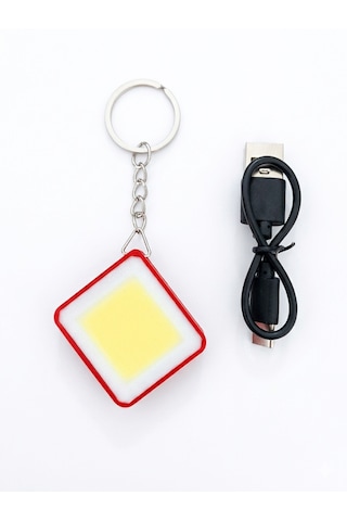 Şarjlı Mini 5w Cob Led Mıknatıslı El Feneri Beyaz - Kırmızı