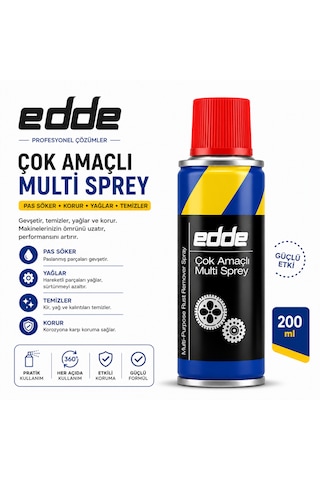 Edde Araba Araç Oto Çok Amaçlı Multi Sprey 200ml Pas Sökücü Yağlayıcı