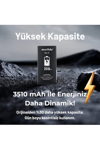 Morfide Apple Uyumlu iPhone 11 3510mah Yüksek Kapasiteli Batarya