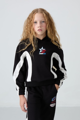 Tommylife Tommy Life Siyah Pamuklu İçi Tüylü Yumuşak Dokulu Standart Fit Baskılı Kız Çocuk Eşofman Takım - 75166 Siyah
