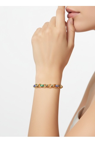 Valmont Accessories Kadın Gold Renk Renkli Mineli Halka Bileklik