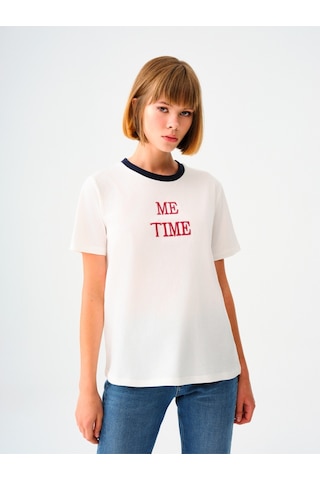 Oversize Fit Kadın Bluz K.kol Beyaz