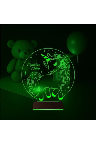 Luvivia Unicorn At Çocuk Odası Hediye Kişiye Özel 3d Lamba - Masa Gece Lambası Şeffaf